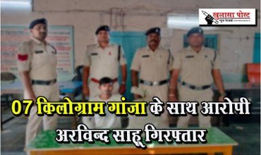 CG News : 07 किलोग्राम गांजा के साथ आरोपी अरविन्द साहू गिरफ्तार