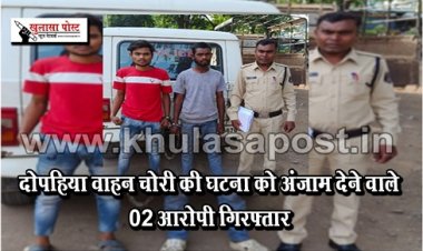 CG News : दोपहिया वाहन चोरी की घटना को अंजाम देने वाले 02 आरोपी गिरफ्तार