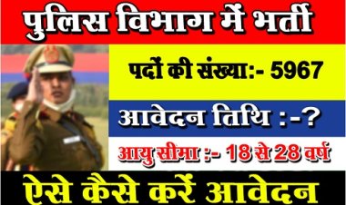 CG Job News: पुलिस विभाग में नौकरियों का पिटारा, 5967 पदों पर भर्ती, ऐसे कैसे करें आवेदन