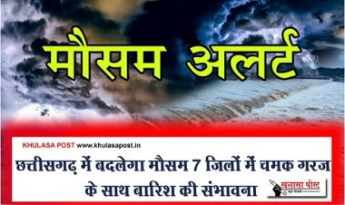 CG Weather News : छत्तीसगढ़ में बदलेगा मौसम 7 जिलों में चमक गरज के साथ बारिश की संभावना