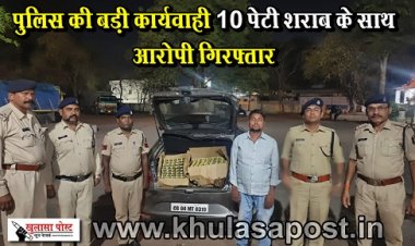 CG News : पुलिस की बड़ी कार्यवाही 10 पेटी शराब के साथ आरोपी गिरफ्तार