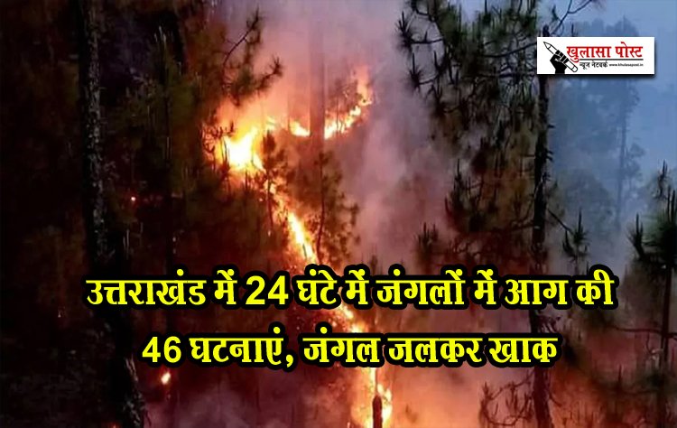 उत्तराखंड में 24 घंटे में जंगलों में आग की 46 घटनाएं, जंगल जलकर खाक