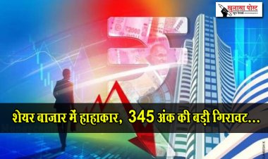 शेयर बाजार में हाहाकार,  345 अंक की बड़ी गिरावट...