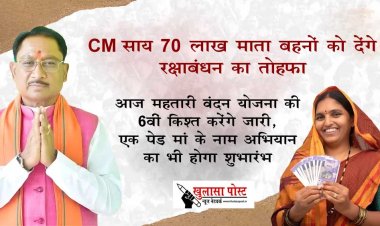 CG NEWS: CM साय 70 लाख माता-बहनों को देंगे रक्षाबंधन का तोहफा, आज महतारी वंदन योजना की 6वीं किश्त करेंगे जारी