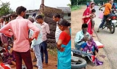 तेज रफ्तार यात्री बस ने बाइक सवार को मारी ठोकर, हादसे में महिला का फटा सिर, हुई बेहोश, एंबुलेंस की लेटलतीफी से लोगों में नाराजगी