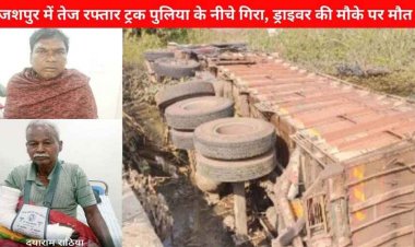 वाहन की टक्कर से दो बुजुर्ग घायल, ग्रामीणों ने किया चक्काजाम, जशपुर में पुलिया के नीचे गिरा तेज रफ्तार ट्रक, ड्राइवर की मौके पर मौत
