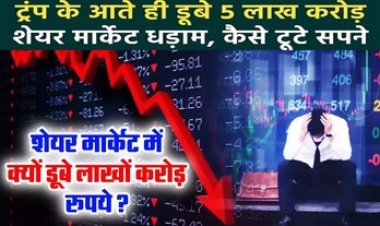 अमेरिका के नए राष्ट्रपति डोनाल्ड ट्रंप के ट्रेड टैरिफ वाले बयान के बाद शेयर बाजार हुआ धड़ाम, निवेशकों के डूबे 7 लाख करोड़ रुपये, बाजार में चौतरफा गिरावट
