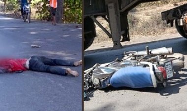 तेज रफ्तार फ्लाई ऐश से लदे ट्रेलर की टक्कर से बाइक सवार की मौके पर ही दर्दनाक मौत, गुस्साए ग्रामीणों ने हंगामा कर किया चक्का जाम