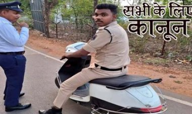 बिना हेलमेट वाहन चलाते पाए गए 10 पुलिस वालों पर कार्रवाई, पुलिसकर्मियों के भी काटे गए चालान, यातायात नियम सब पर लागू