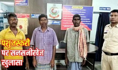 मवेशियों की तस्करी बूकर चड़खाना ले जा रहे तीन आरोपी मोहन राम, विंध्वेश्वर राम और सजन साय गिरफ्तार, आरोपियों से छह मवेशी बरामद