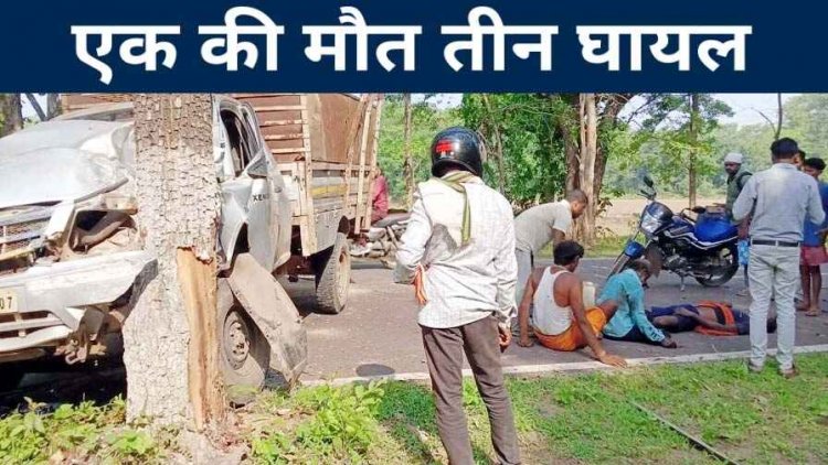 NH-130C पर भीषण हादसा, मोहेरा पुल के आगे पेड़ से टकराई तेज रफ्तार पिकअप, एक की मौत, तीन घायल, मची चीख-पुकार