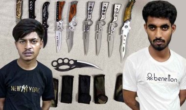 युवाओं को कानून का खौफ नहीं!, स्टील के बटनदार फोल्डिंग धारदार हथियार रखने वाले दो आरोपी निखिल और सुमीत से 10 चाकू बरामद