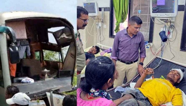 पुलिया से टक्कर के बाद कार में लगी आग, जिंदा जल गए चार युवक, इधर पूल के रेलिंग से टकराई यात्री बस, हेल्पर की मौत, कई लोग घायल