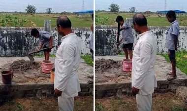 स्कूल में बच्चों से कराई जा रही मजदूरी का वीडियो वायरल, प्रधानपाठक ने बच्चों से कराया सीमेंट-गिट्टी मिक्सिंग का काम, नोटिस जारी