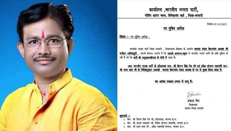 आदिवासी महिला से छेड़छाड़ के मामले में बेलर भाजपा मंडल अध्यक्ष पर थाने में एफआई आर दर्ज, पार्टी ने लिया एक्शन, पद से किया बर्खास्त