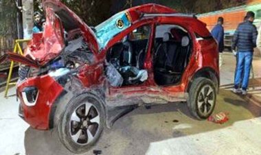 दिल दहला देने वाला हादसा, शराब पार्टी कर घूमने निकले 4 दोस्त, ब्रेक लगाते ही टर्न होकर हाईवा से टकराई कार, युवक-युवती की मौत, 1 घायल