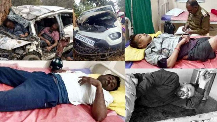 पेड़ से टकराई कार, रायपुर से पूर्णिमा स्नान करने जा रहे दो दोस्तों की दर्दनाक मौत, 3 घायल, 2 घंटे गाड़ी में फंसी रही लाश, वाहन के उड़े परखच्चे