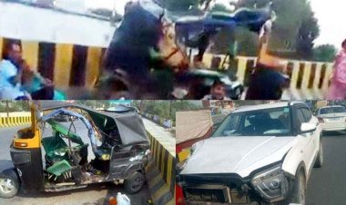 ओवरब्रिज पर दर्दनाक हादसा, तेज रफ्तार कार ने ऑटो को मारी जोरदार ठोकर, पत्नी की मौत, पति और ड्राइवर गंभीर, वाहन जप्त, डॉक्टर गिरफ्तार