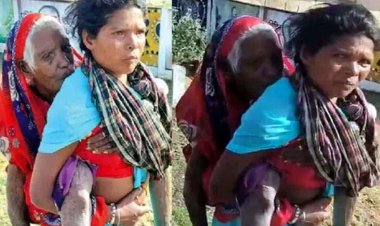 भीषण गर्मी 500 की पेंशन लेने 90 वर्षीय बुजुर्ग को 9 km पीठ पर उठाकर बैंक पहुंची बहू, सिर्फ गरीबों के लिए नियम!, सास-बहू के वीडियो ने खोली पोल