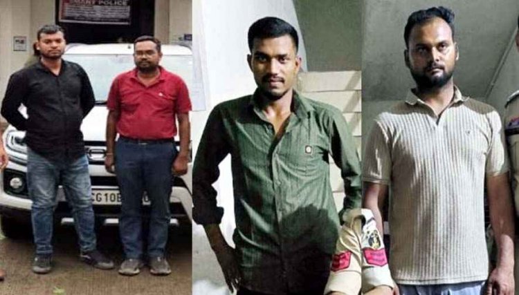 फर्जी पुलिस बनकर हाईवे पर लूटपाट, ट्रक ड्राइवर को जेल भेजने की धमकी देकर लूटा 9 बोरी तंबाखू और नकदी रकम, चार आरोपी गिरफ्तार, ब्रेजा कार जब्त