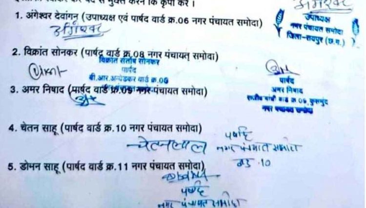 भाजपा के 5 पार्षदों का CM साय को लिखा सामूहिक इस्तीफा का लेटर वायरल, मचा हड़कंप, चर्चाओं का माहौल गर्म, उपाध्यक्ष बोले- यह पूरी तरह फर्जी