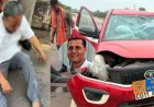 हाईवे पर सड़क हादसा, बाइक सवार को बचाने की कोशिश में अनियंत्रित हुई कार, हादसे में प्रदेश कार्यकारी अध्यक्ष अभिषेक मिश्रा घायल, इलाज जारी