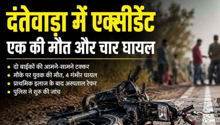 तेज रफ्तार दो बाइक की आमने सामने जोरदार टक्कर, मौके पर ही एक युवक की दर्दनाक मौत, चार घायल, इलाज जारी, हालत नाजुक, जांच में जुटी पुलिस