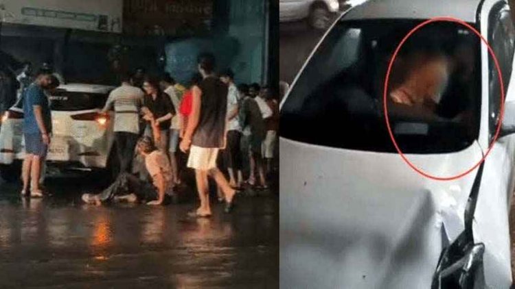 फुटपाथ पर कार चढ़ाकर KISS करने लगा कपल, एक्सीडेंट का विरोध करने पर दिखाई दबंगई, लोगों ने पीटा, लड़की को भी मारे थप्पड़, वीडियो जमकर वायरल