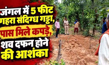 5 फीट के गड्ढे से बाहर झांक रहा सफेद कपड़ा, लोग बोले- फावड़ा लेकर जंगल में कार से उतरे 2 युवक, शव दफन होने की आशंका, पुलिस करेगी खुदाई